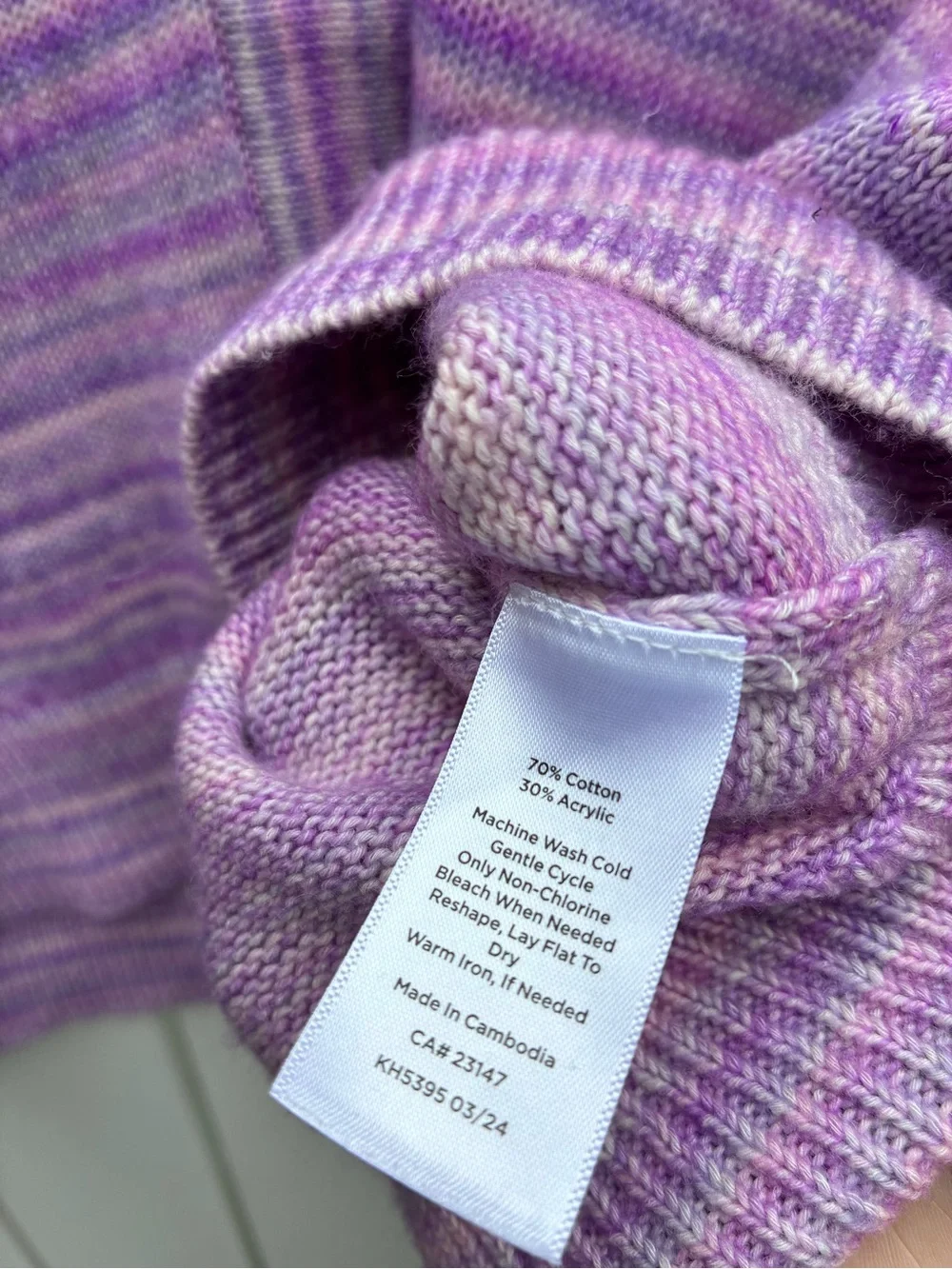 Talbots Lavender-Pink Marled V-Neck Button Cardigan